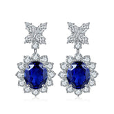 Boucle d'oreille Etoilelier Zircon en argent sterling 925 avec saphir synthétique taille ovale